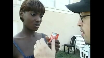 Young ebony chick with perky tits and red hair Chocolate told white dude that she needed something…