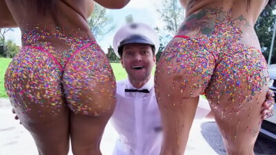 BANGBROS – Rose Monroe & Lilith Morningstar’s Big Asses Covered In Candy (Yum)