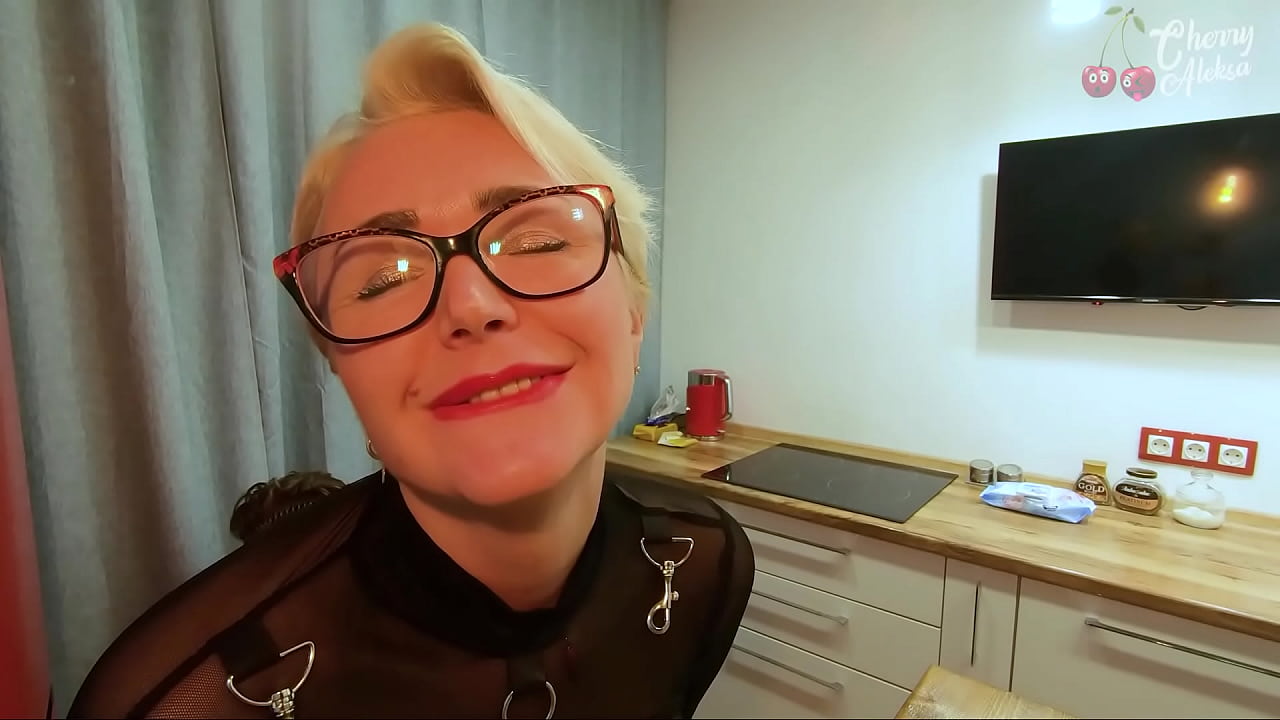 Blonde with glasses fucked in the ass on a bar stool - Anal Planet